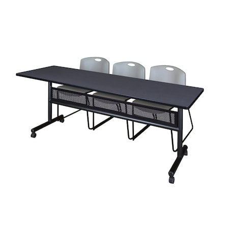 Kobe Rectangle FlipTop Table, 84" W, 29" H, Laminate Top, Gray MKFTM8424GY44GY